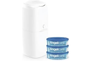 Angelcare - Sistema di smaltimento pannolini - Include 3 ricariche rotonde - Sistema Push & Lock