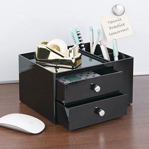 Interdesign 42152EU Aufbewahrungsbox mit 2 Schubladen und seitlichem Organizer, schwarz - 3