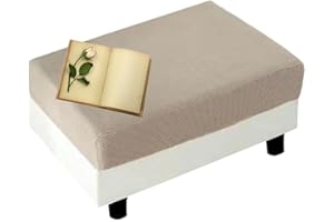 Miecoae Copri Pouf Elasticizzato Rettangolare Quadrato Copri Pouf Fodera Poggiapiedi 50 60 70 80 CM Fodere Coprisgabello Blu/Grigio, Copertura per Sgabello (Color : #1, Size : 65-90cm/26-35in)