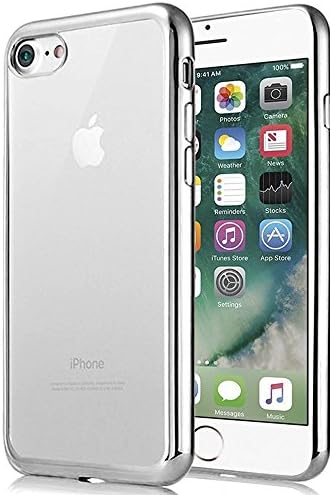 iPhone 7 Plus Case, Metal Effect Silicone Gel Case Cover for iPhone 7 Plus By Krushna Krupa (SILVER)