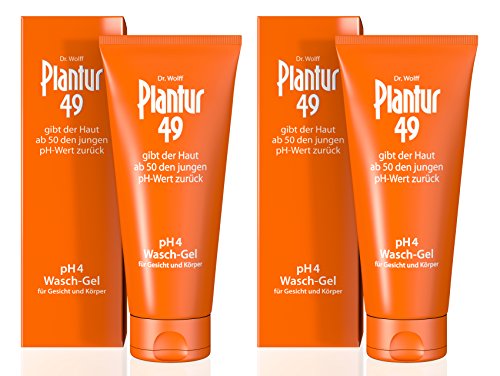 Plantur 49 Wasch-Gel, 2x200 ml, altersgerechte Hautpflege für die Haut ab 50 mit pH4