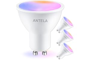 ANTELA GU10 Smart Bulb, Dimmable Colour Changing Alexa Light Bulbs, 2700K-6500K RGB Warm White, 5W Smart Life APP Control, Compatible with Alexa, Google Home, No Hub Required, 4 Packs