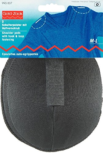 PRYM Raglan-Schulterpolster mit Haken und Klettverschluss, Schwarz, 2-teilig, Größe M/L