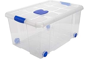 AC - Caja de Almacenamiento - Fabricado en plástico - Contenedor para almacenar Juguetes, Libros, Ropa, Mantas - N.º 5-30,5 x 61,5 x 43,5 cm - 57 litros