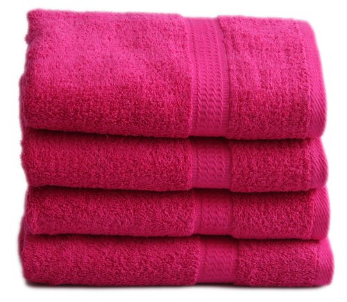4 tlg. Handtuchset in MAGENTA, 4x Handtuch 50x100cm 100% Baumwolle 500g/m²