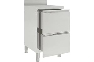 Homgoday Gastro Armadietto da cucina con 2 cassetti, in acciaio inox, armadietto da lavoro, piano di lavoro, mobiletto da cucina in acciaio inox
