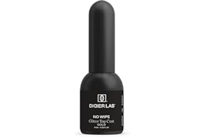 DIDIER LAB Glitter Top Coat Gel Polish Gold - Clear No Wipe Gel Top with Sparkling Gold Particles - HEMA TPO free - Long Lasting Glossy Sparkly Finish - Scratch and Chip Resistant - UV LED 10 ml