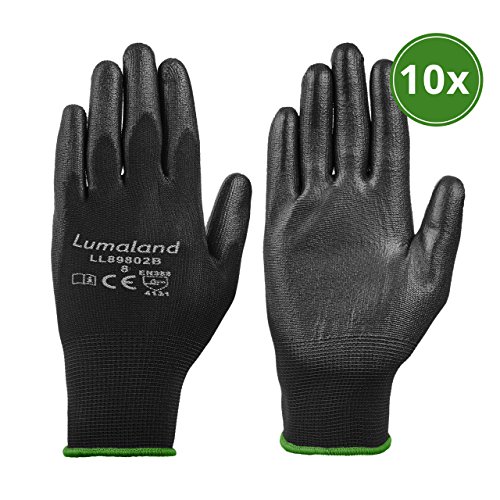 Preisvergleich Produktbild Lumaland leichte Nylon Strickhandschuhe EN 388 4131 Arbeitshandschuhe 10 Paar verschiedene Größen M