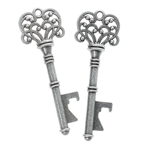 Flaschenöffner Kupfer Hochzeit antik rustikal Bräutigamform Alice im Wunderland Schlüsselanhänger Hochzeit & Party Geschenk – Silber, one size - 7