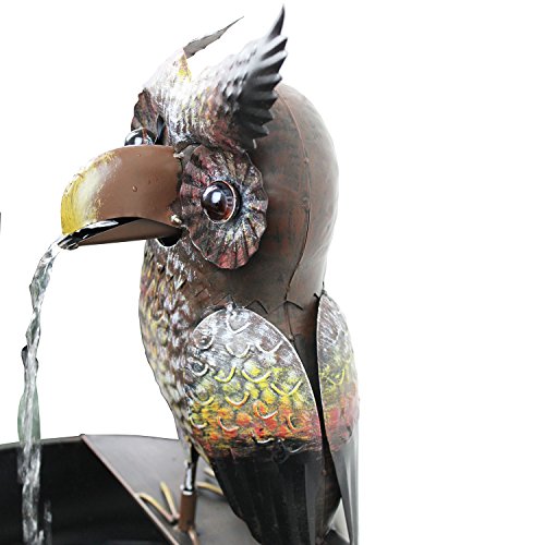 Metallbrunnen mit Eule, 51x39xH55cm, inkl. Elektropumpe, Zimmerbrunnen, Antik-Look / Metall - 4