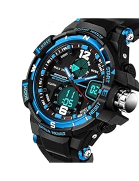 QBD Digital-analoge Armbanduhr für Kinder, Sportuhr mit Weckfunktion, Stoppuhr, bis50m wasserfest, mit Geschenk-Box...