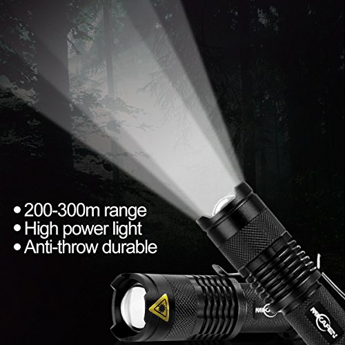 5 Stück Mini Cree Q5 Led Taschenlampe Torch 300 Lumen 3 Modi (Licht – Low-Light – Strobe) einstellbarer Fokus zoombare Led - 5