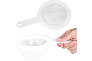Tenbrachian 2 Pcs Fine Mesh Strainer, Kitchen Sieves and Strainers, Plastic Nylon Fine Mesh Sieves, 200 Mesh & 400 Mesh Ultra-Fine Mesh Strainer Mesh Filter Net for Juice Milk Tea Coffee Yoghurt Food