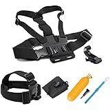 SHOOT 4in1 Outdoor kit for Gopro Hero 6/5/4/3+/3/2 SJ4000 SJ5000 SJ6000 Cameras Head Belt Strap + Chest Belt Strap + Floating Grip + Pouch