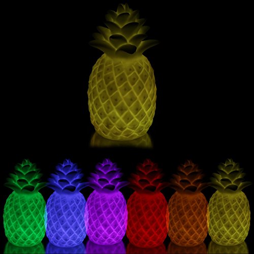 Ananasleuchte mit Farbwechsel, aus Kunststoff mit LED's, 18,5x9,5 cm