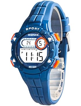 Armbanduhr digital XONIX Damen Kinder viele Funktionen WR100m, A5K67F3/5