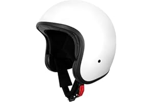 Westt Casco Jet vintage Retro moto uomo donna ruolo casco ciclomotore Mofa Vespa pilota moto a mezza calotta Chop, ECE DOT certificato, bianco, L (59-60 cm)