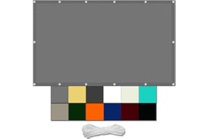 WGLF SUN Sun Shade Sail Waterproof 2 x 2.5 m Waterproof Shade Cover With Free Rope UV Block Weather-Resistant with Grommets PES Polyester Sun Shades Outdoor Garden Patio Party, Light Grey