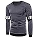 Produktbild JUSTSELL Langarmshirts T Shirt Herren Sommer Herbst, Männer Einfarbig Pullover Rundhalsausschnitt Bluse Abnehmbare Ärmel Oberteile Casual Tops