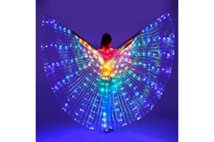 GENERIC LED Isis Wings ,Belly Dance Wings Glow Angel LED Butterfly Wings with Telescopic Sticks Glowing Light Up Performance Clothing for Carnival Stage Halloween Christmas Party (Adult, Colourful)