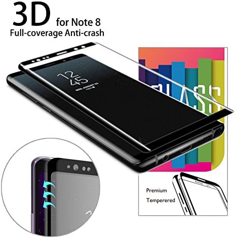 Note 8 Screen Protector Glass,AKPATI Note 8 Tempered Glass,Samsung Galaxy Note 8 Screen Protector Anti-Fingerprint HD Film[Case Friendly][Full Coverage][Bubble Free][9H Hardness]for Note 8 - Black