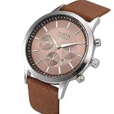 FENKOO Herren Armbanduhr Quartz Kalender Leder Band Schwarz/Weiß / Blau Marke