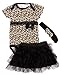 xhorizon FLK Baby Leopard Clothes Jumpsuit Romper Dot Princess Dress Hair Band Set
