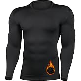 HYCOPROT Men's Thermal Shirt Warm Breathable Fleece Underwear Thermal Undershirts Winter Sports Underwear for Running Bike Sk