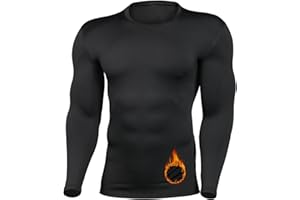 HYCOPROT Męskie termiczne koszule kompresyjne z podszewką polarową z długim rękawem warstwa bazowa sportowy podkoszulek zimowy sportowy top treningowy