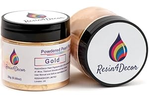 RESIN4DECOR Pigmento di Mica in Polvere Metallizzata Perlescente, Forte Purezza e Profondità, Atossico, per Trucco, Resina Epossidica, Gioielli, Tela, Arte fai da te, 25g (Gold)
