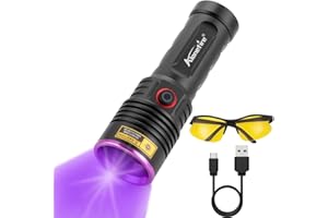 ‎ALONEFIRE Alonefire SV53 36W 365nm UV Taschenlampe USB Aufladbar Ultraviolett Schwarzlicht Haustierurin Detektor für Harz, Angeln, Mineral, Bernstein mit Ladestation, UV Schutzbrille, Batterie Enthalten