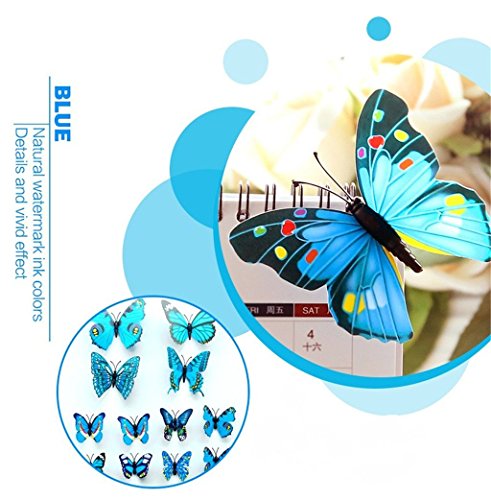 Haimoburg 24 Stück 3D Schmetterlinge Wandtattoo Wandstickers Wanddeko Wandaufkleber (12pc Blau+12pc Lila) - 3