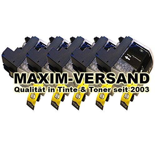 5x MAXIMPRINT XXL Tinten-Patronen SET für Brother LC-121 Black & LC-123 Black mit Chips (V3) der neuesten Generation - Version 3 für alle Firmware Versionen geeignet & Tintenfüllstandsanzeige