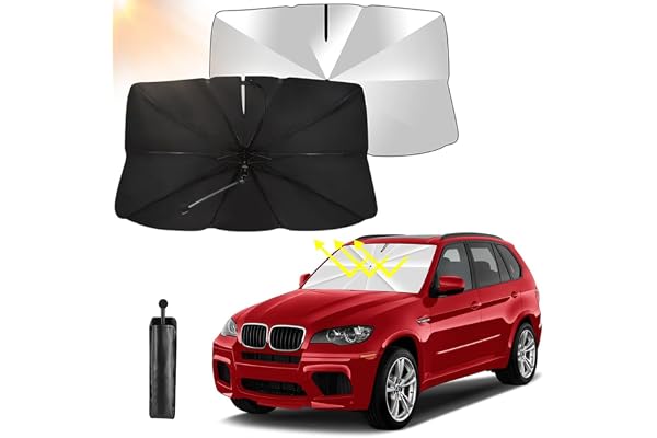 Protège Soleil Voiture Protège Pare Brise Soleil, Parasol de Voiture, Parapluie Pare-Soleil de Boiture Pliable Portable Rotation à 360°, Protection UV, pour La Plupart des Véhicules