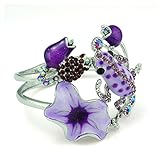 idealway - Brazalete con diseño de Rana y circonita para Mujer, Color Morado