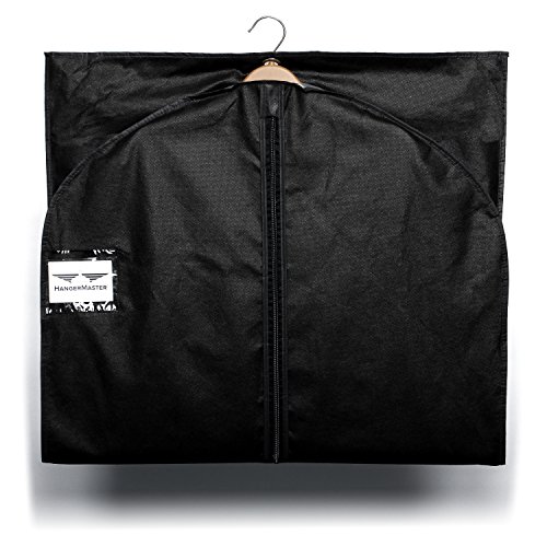 HangerMaster Kleidersack für Anzug, atmungsaktive Schutzhülle und Tasche, 110 cm, Schwarz, 3 Stück - 6