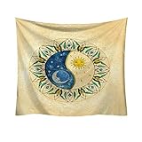 Tamaño: 95x73cm Ogquaton   Psychedelic Indian Mandala Bohemian Sun Moon Tapestry National Sun Tapestry, Estilo Antiguo Luna Mito Astrología Zen Lámina Impresa Dormitorio Sala de Estar Dormitorio Durable y útil