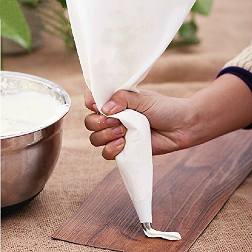 Anokay 8tlg.Spritzbeutel Set Profi aus Baumwolle mit 6 Garniertüllen Spritztüllen aus Edelstahl und 1 Spritzbeutel Düse Adapter für Cupcakes Torte Icing Piping Tortendeko Kuchen Dekorieren Set Backzubehör