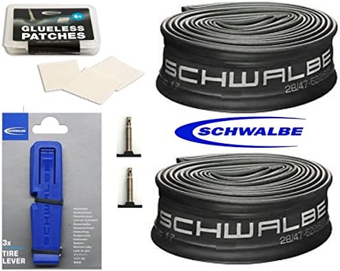 2 x Schwalbe Inner Tubes 700 / 28" Presta Valves &amp; Schwalbe Pre Glued Puncture Patch Kit &amp; Schwalbe Tyre Levers- Click For Sizes