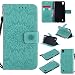 Produktbild Lonchee LG X Power Leder Wallet Tasche Brieftasche Schutzhülle , Sonnenblumen geprägten Muster Design Hochwertige PU Leder Folio Tasche Case Hülle im Bookstyle mit Standfunktion Kredit Kartenfächer (grün)