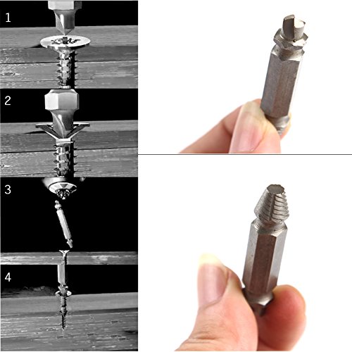 Phego 4-teilig Schraubenausdreher-Set ,Schraubenausdreher-Set zum Entfernen beschädigter Schrauben Schraubenentferner - 4