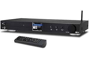 Ocean Digital WiFi Internet Radio Tuner (430 mm) WR10 DAB+/DAB/FM/Ethernet Bluetooth Receiver 2.4" TFT Colour Display with Digital Output to Connect Hi-Fi System - Black