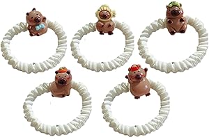 CATOR 5 Pcs Hair Ring, Kapi Bara Shape coleteros para el pelo, Cute and Simple coleteros para el pelo, White Stretchy coleteros para el pelo.