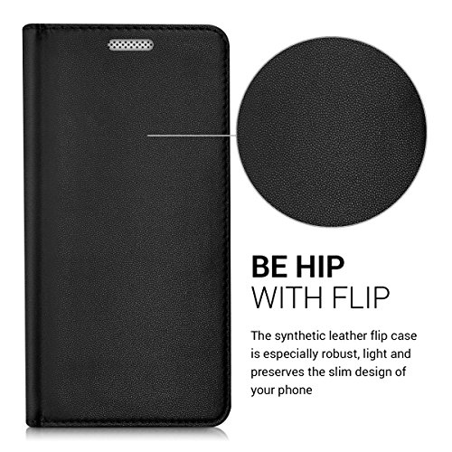 kwmobile Funda para ZTE Axon 7 Mini - Carcasa para m  vil de  Cuero sint  tico  - Case  Plegable  en  Negro 