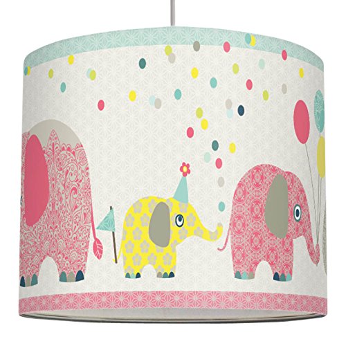 anna wand Lampenschirm FAMILY ELEPHANT – Schirm für Kinder / Baby Lampe mit Elefanten in versch. Farben – Sanftes Licht für Tisch-, Steh- & Hängelampe im Kinderzimmer Mädchen & Junge