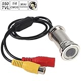 ePathChina Caméra de surveillance pour porte, Pal3.6 mm Focus Lens 550tvl, 6,35 mm, Capteur vidéo CMOS, Caméra couleur argent, DC 12 V, Angle de visualisation 70 °, pour intérieur