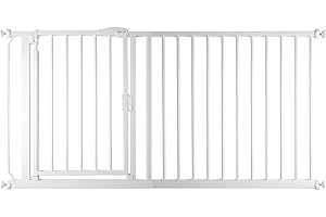 Safetots Barrière de Sécurité à Pression à Fermeture Automatique, 154.5 cm - 161.2 cm, Blanc, Barrière d'Escalier à Fermeture Automatique pour Bébé, Barrière de Sécurité