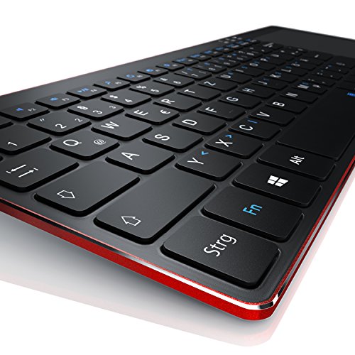 CSL – Wireless Slim Tastatur mit Touchpad | 2,4Ghz Multimedia Keyboard im Slim Design | Multitouch-Gestensteuerung | QWERTZ (deutsches Layout) | 80 Tasten | inkl. USB-Verlängerungskabel | rot - 3