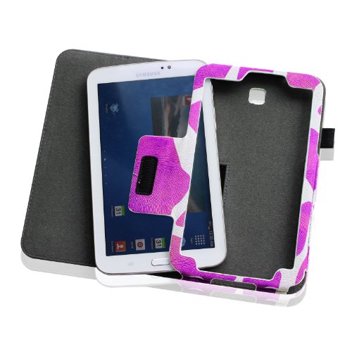 Fintie Samsung Galaxy Tab 3 7.0 (7 Zoll) SM-T210 SM-T211 Hülle Case – Slim Fit Folio Bookstyle Kunstleder Schutzhülle Cover Tasche mit Ständerfunktion und Stylus-Halterung, Giraffe Lila - 7