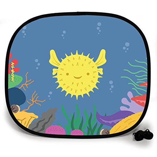 Preisvergleich Produktbild 123T Sunshades Ani-Mates Auto-Sonnenblende, unter dem Meer Puffer Fisch Sonnenblende, Sonnenschutz, Design X 2